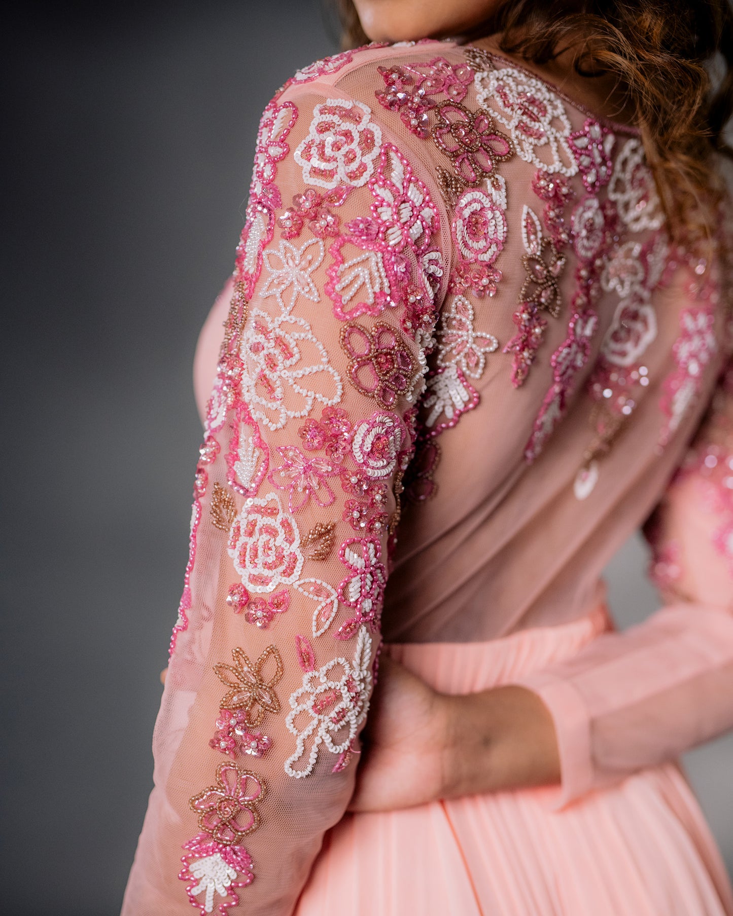 YS16 Peach Anarkali with embroidery