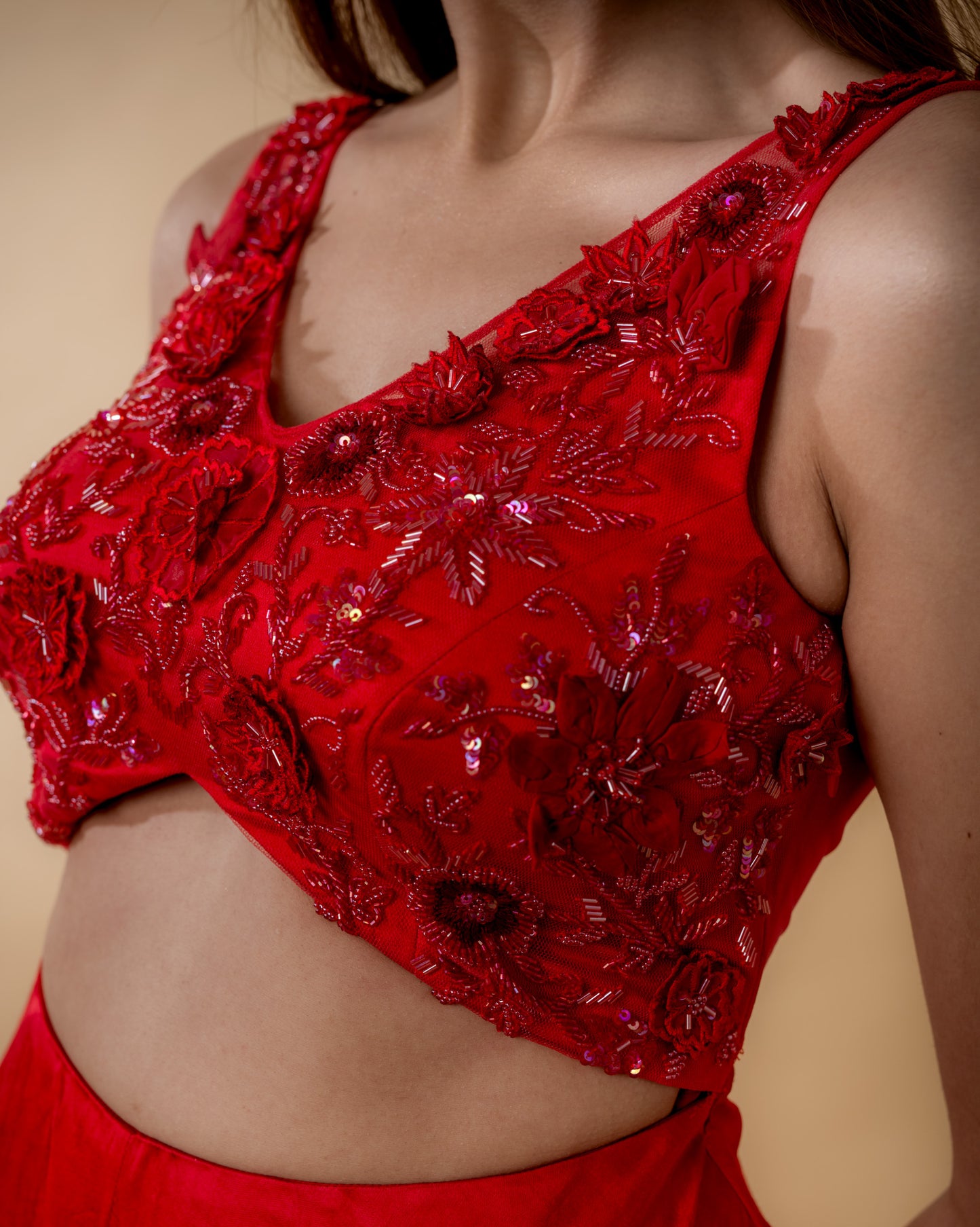 YS05 Red Gown with embroidery